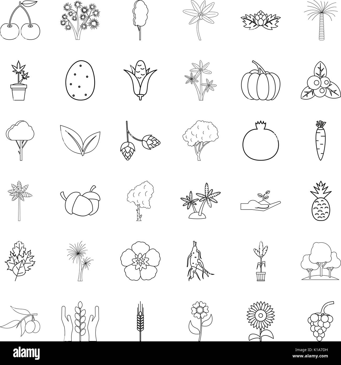 Foliage icons set, outline style Stock Vector Image & Art - Alamy