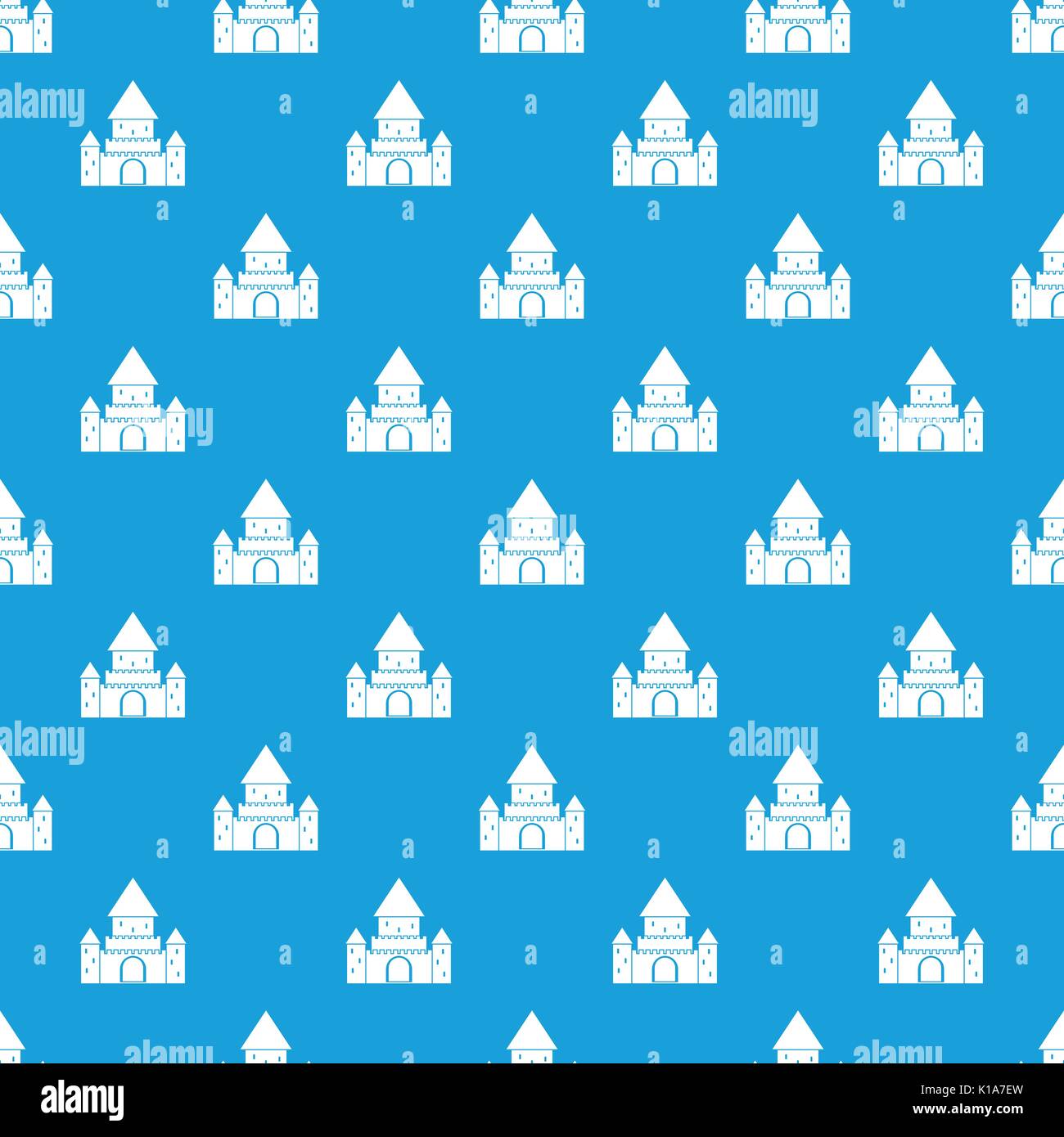 Chillon Castle, Switzerland pattern seamless blue Stock Vector