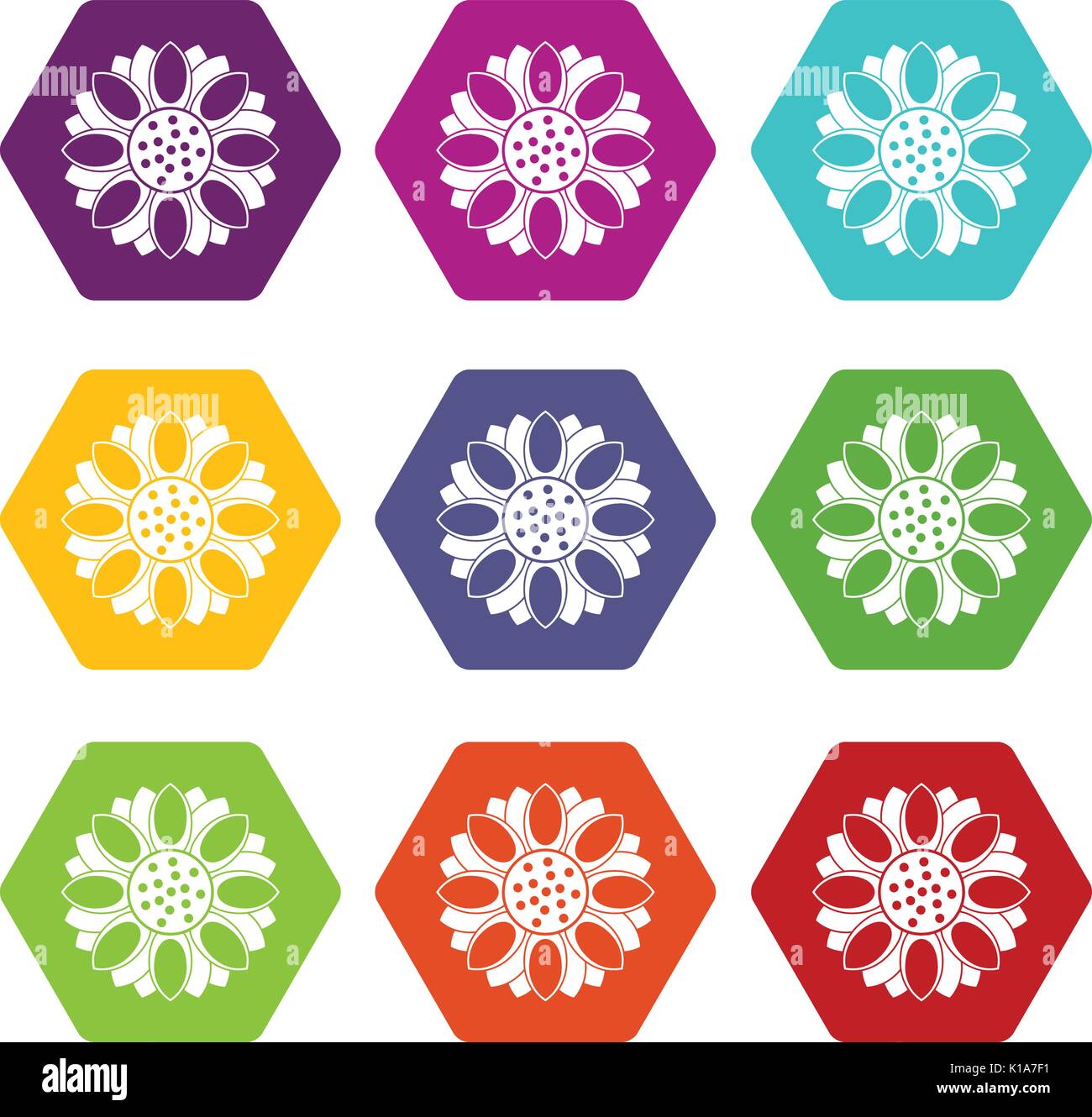 Flower icon set color hexahedron Stock Vector Image & Art - Alamy