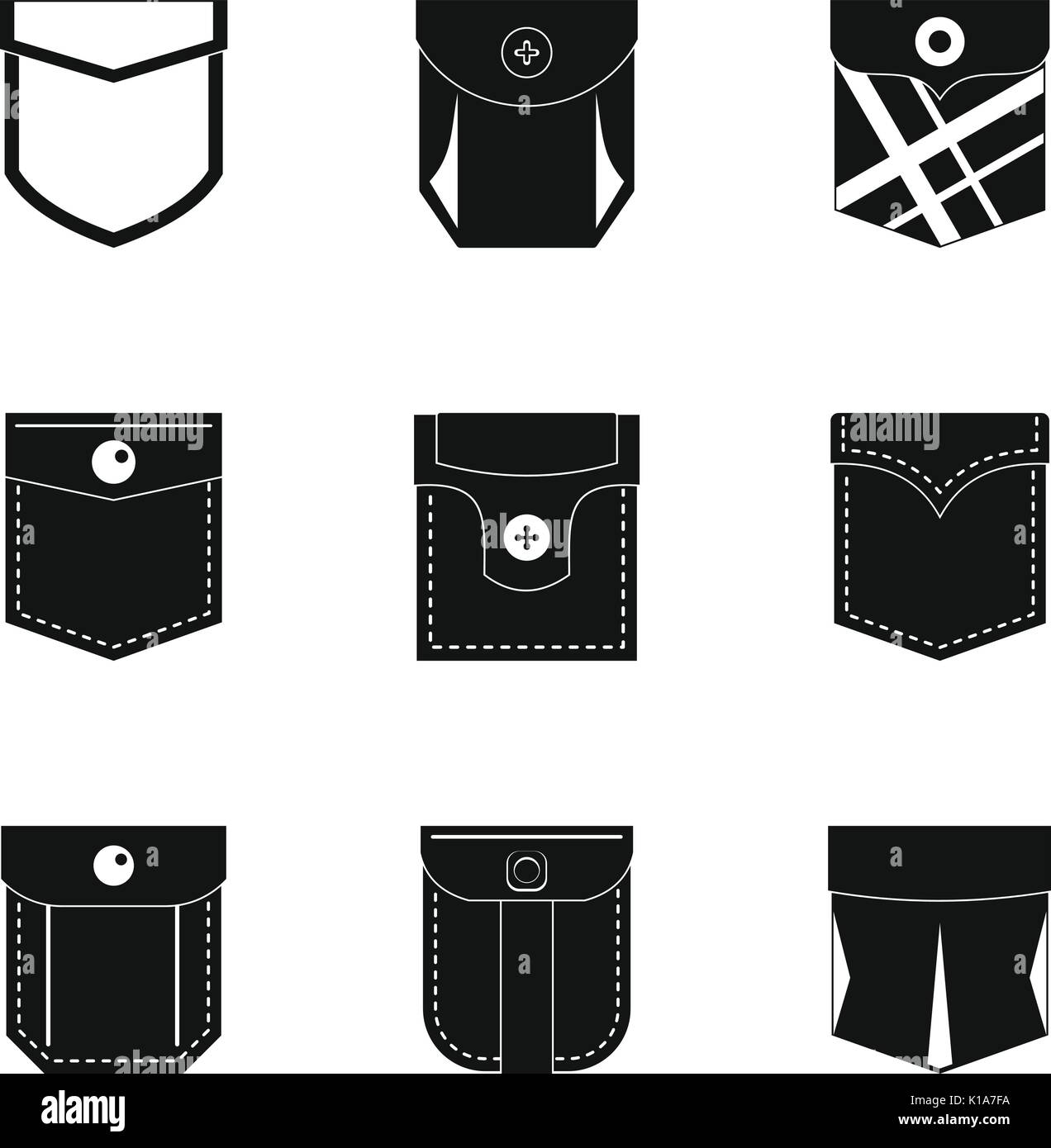 Fashion pocket form icon set, simple style Stock Vector Image & Art - Alamy