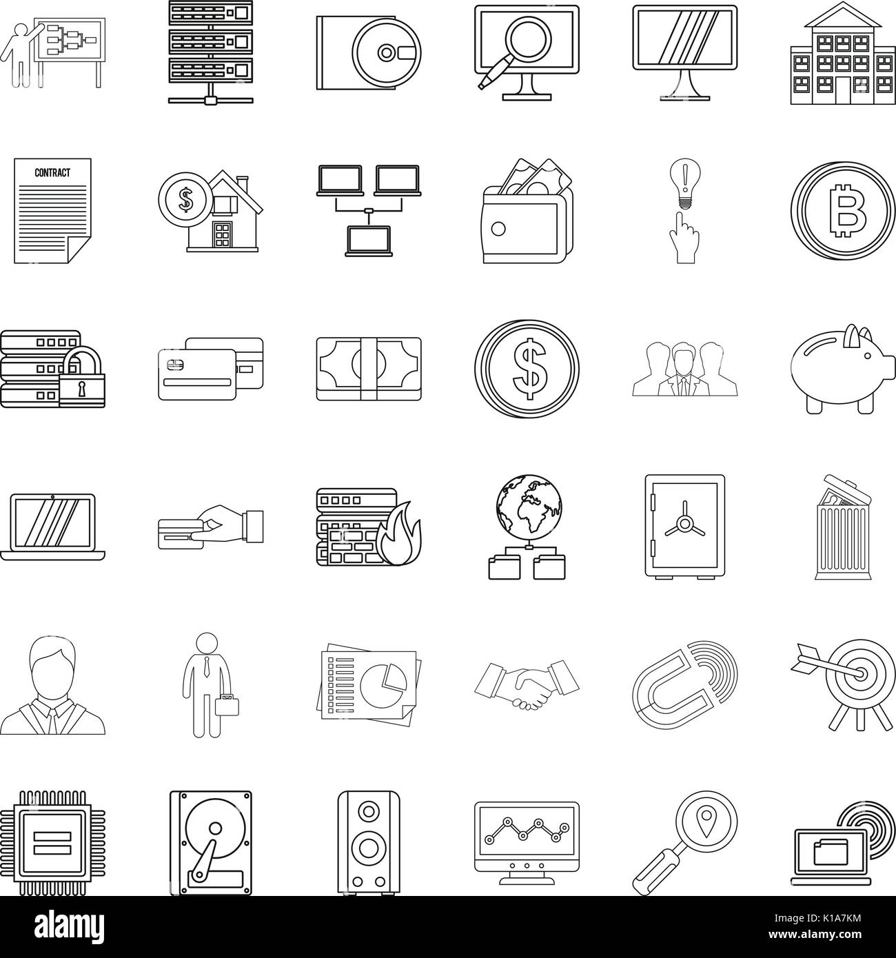 Contract icons set, outline style Stock Vector Image & Art - Alamy