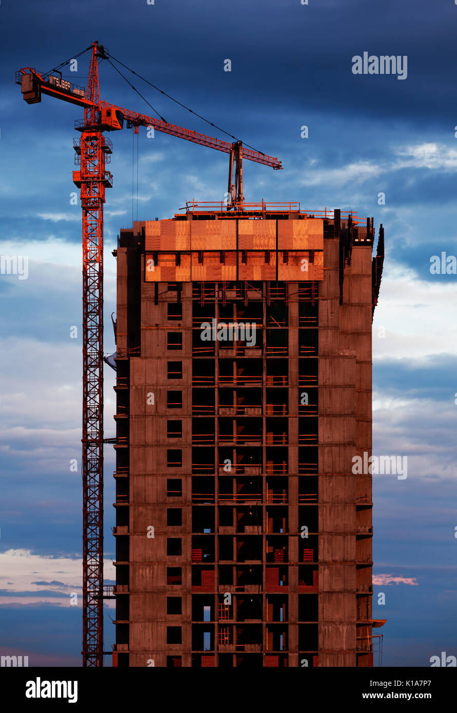 Construction site in dawn with blue sky in the background Stock Photo ...