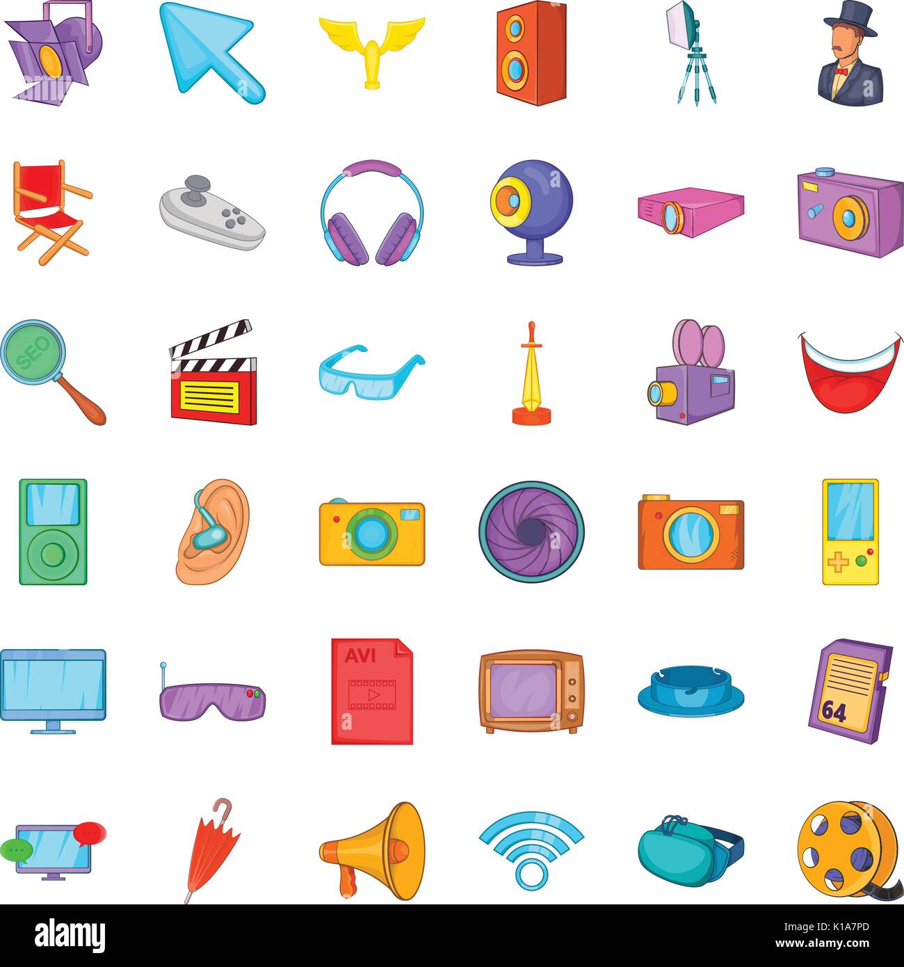 Cinema icons set, cartoon style Stock Vector Image & Art - Alamy
