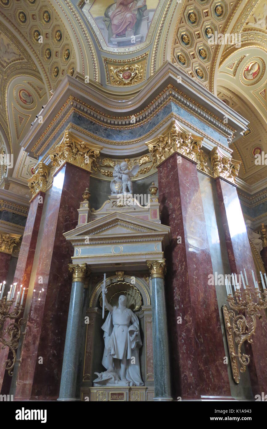 Interesting interior of mighty ecclesiastic church. St Michael's Roman Catholic Cathedral in Alba Iulia, Romania. Stock Photo