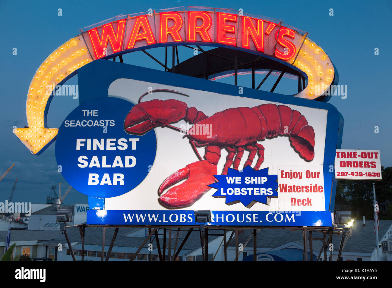 Warren's Lobster House neon sign, Kittery Maine Stock Photo Alamy