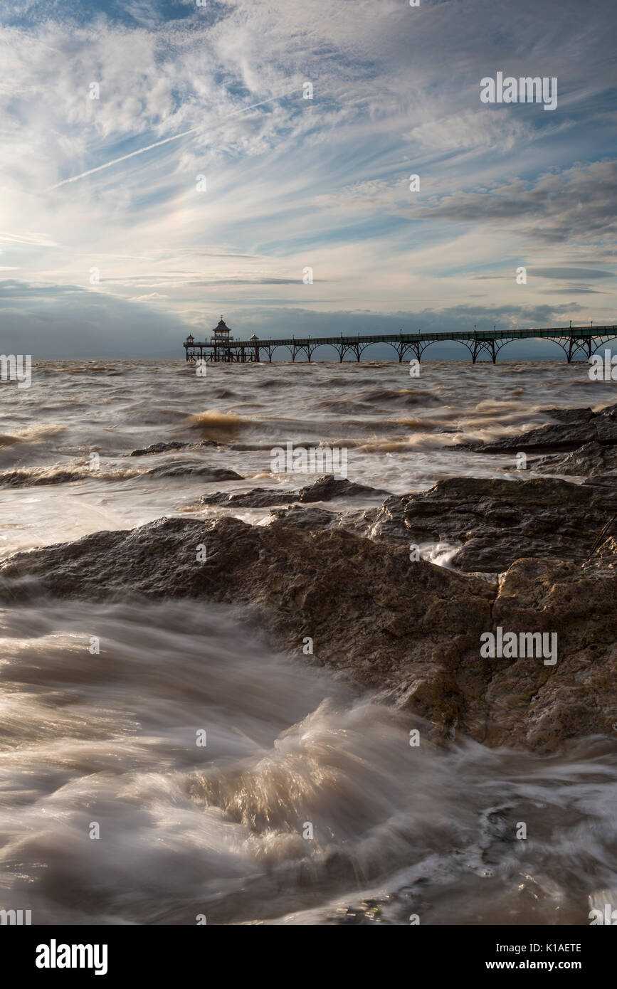 The Victorian pier in the Severn Estuary at Clevedon, North Somerset, England. Stock Photo