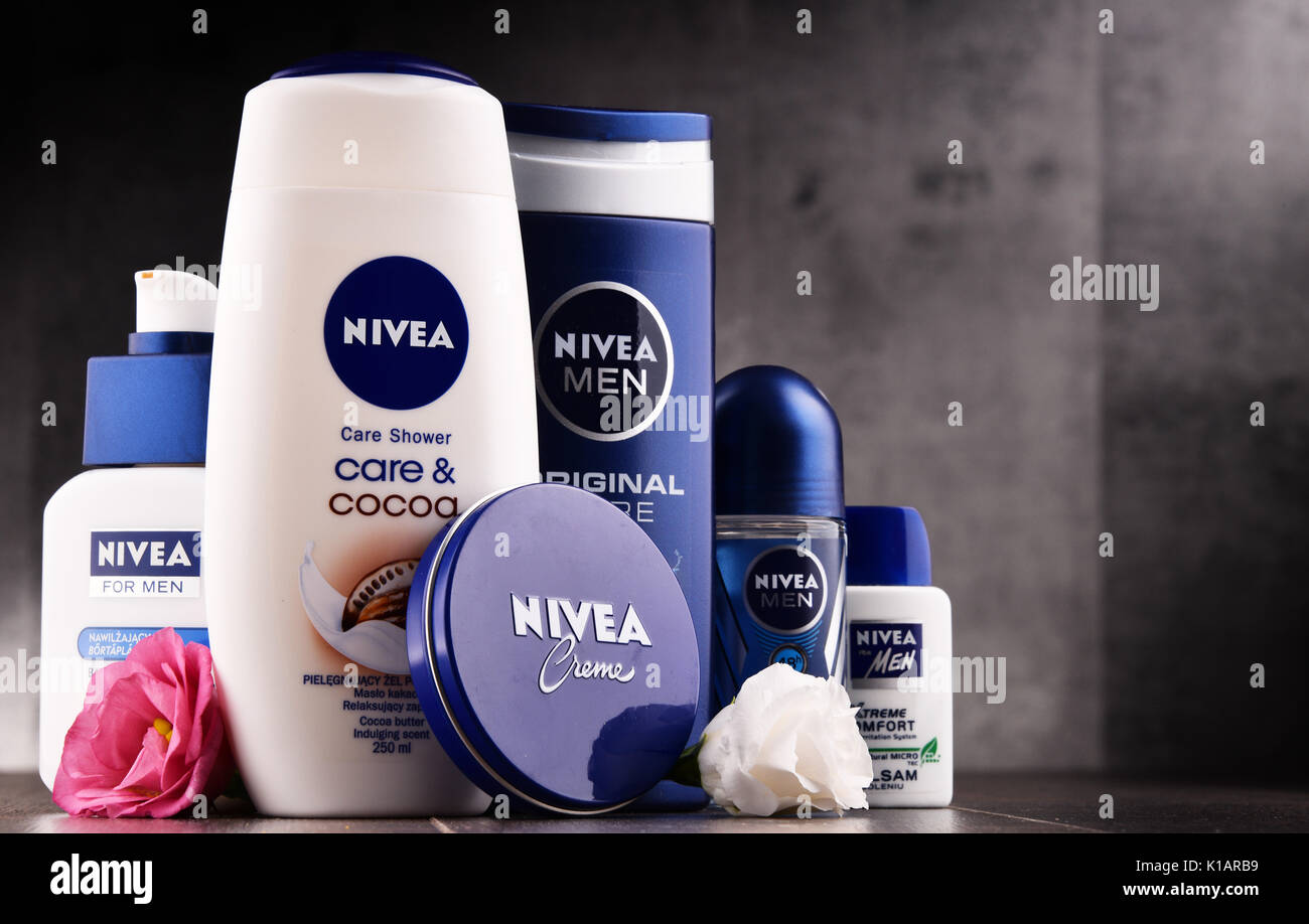 POZNAN, POLAND - AUG 11, 2017: Nivea is a German personal care brand 