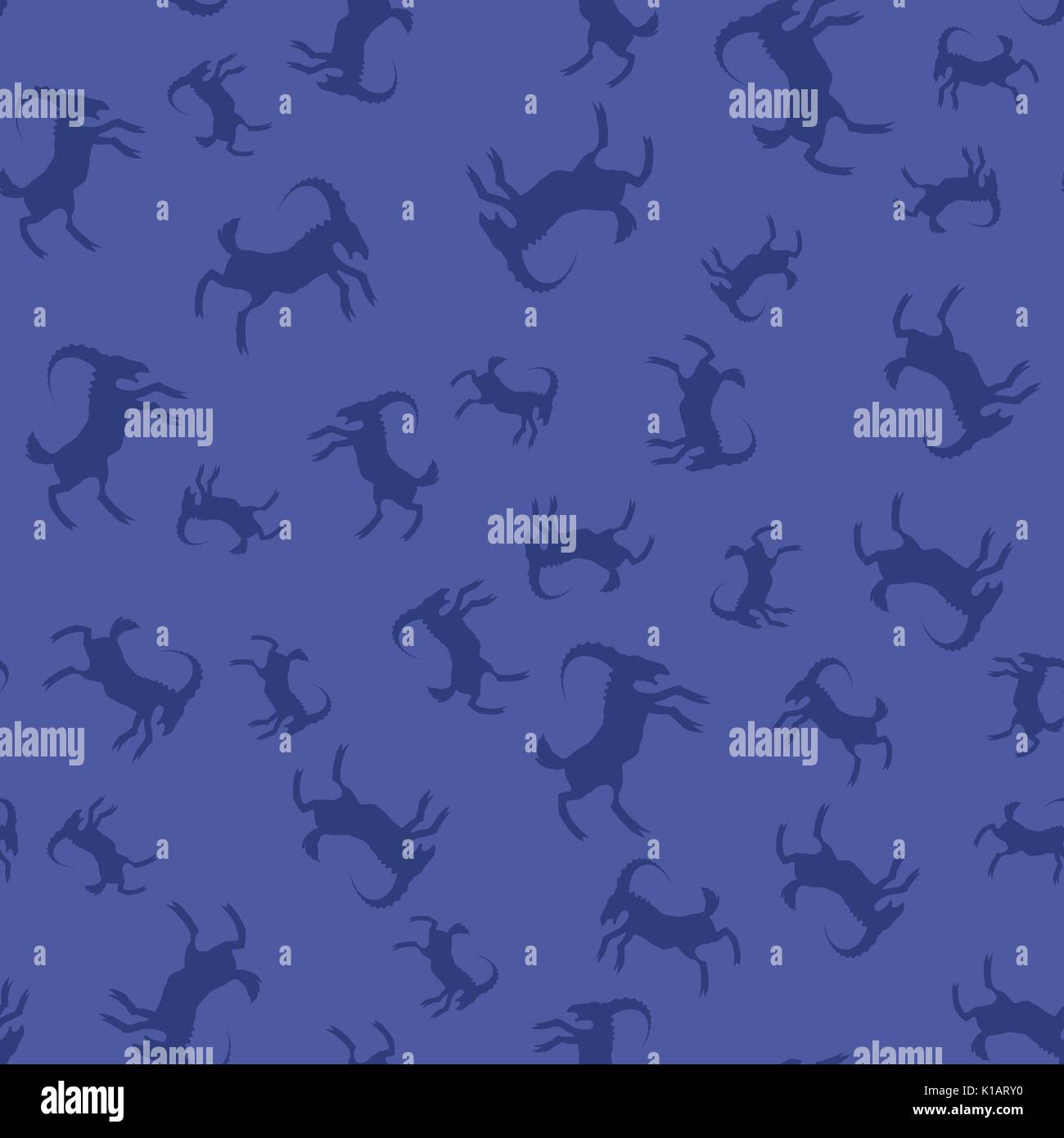 Horned Goats Seamless Pattern Stock Vector