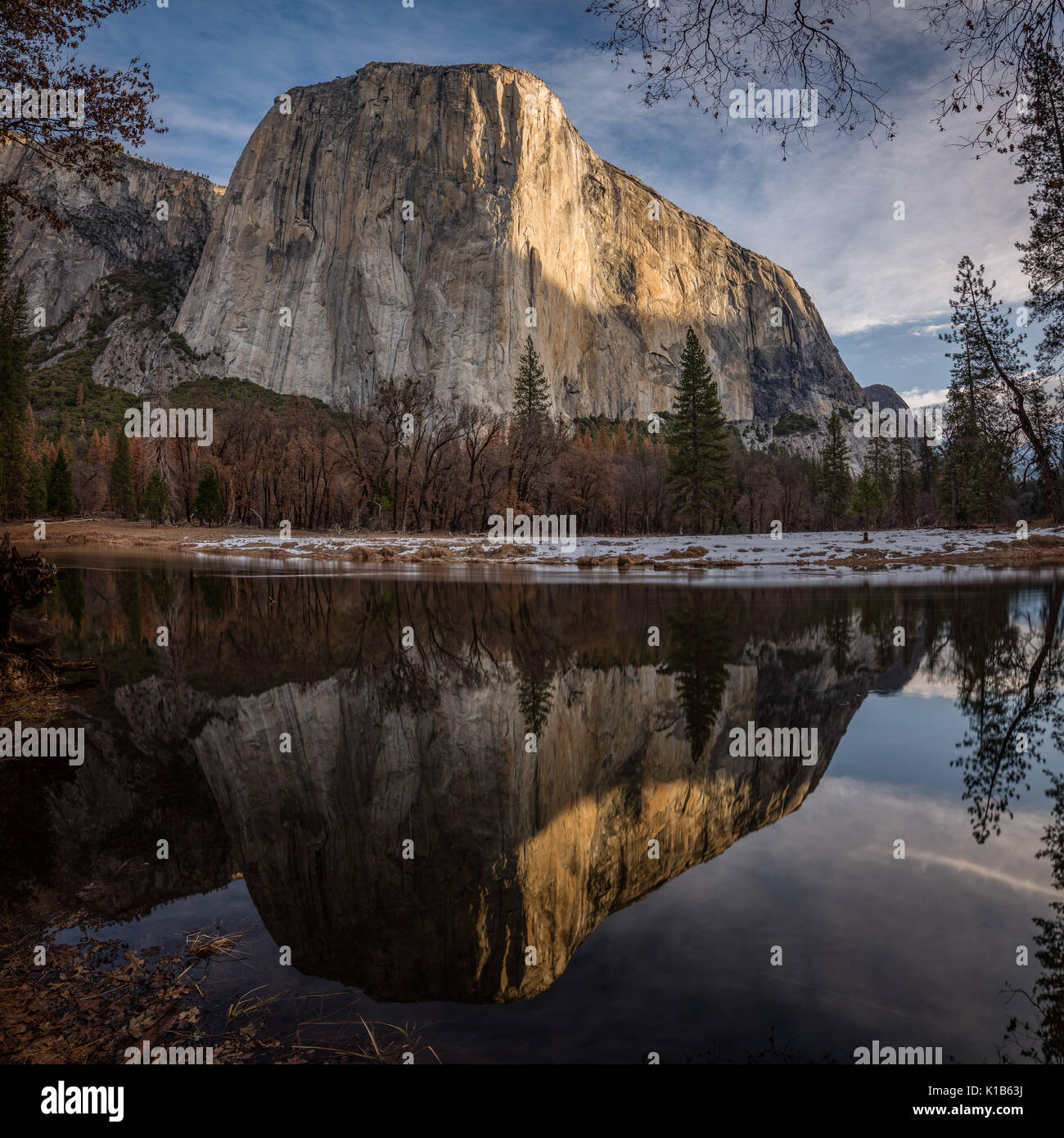 El Capitan in Yosemite National Park in Winter Stock Photo