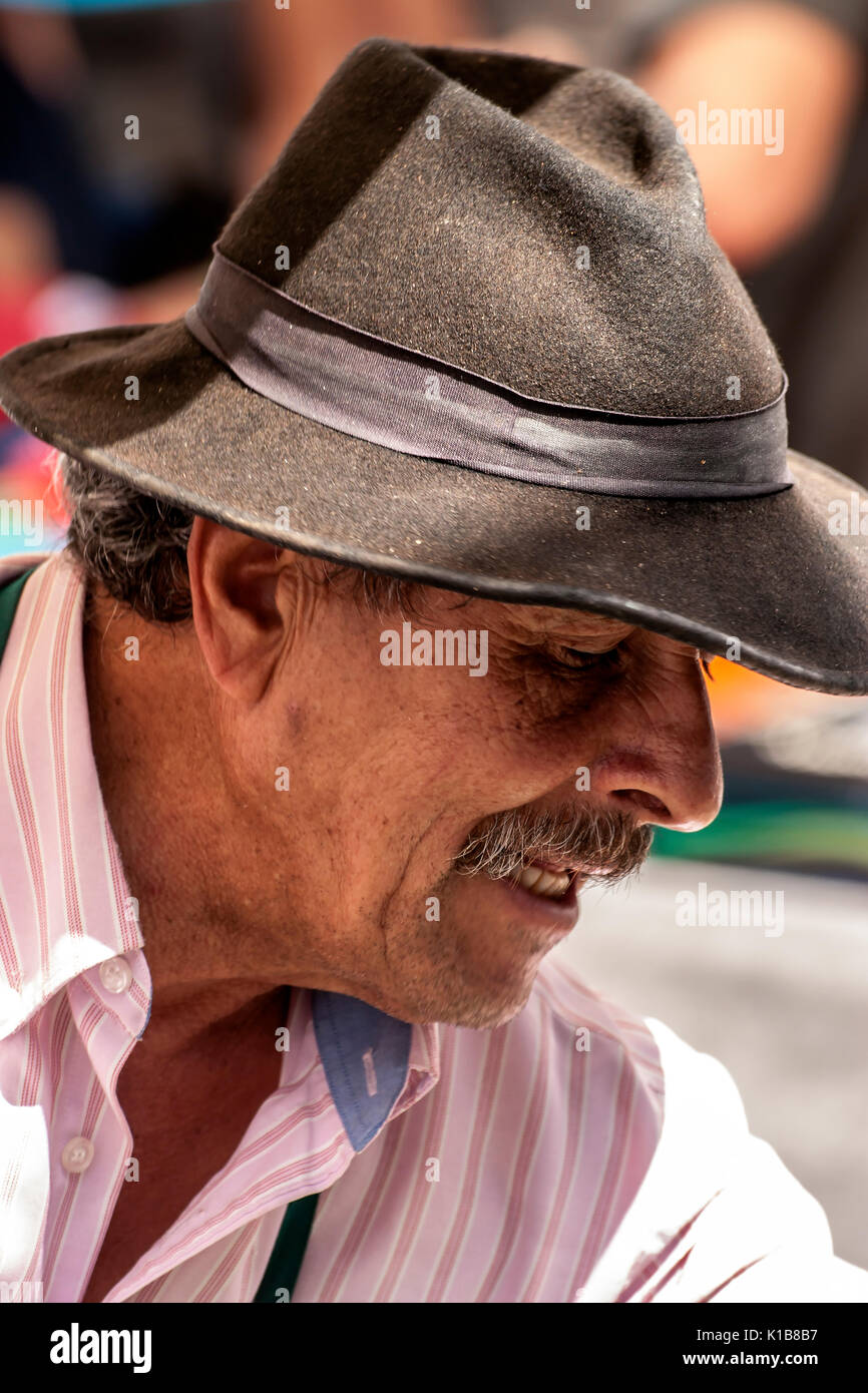 characterful Spanish man with hat and moustache Stock Photo Alamy