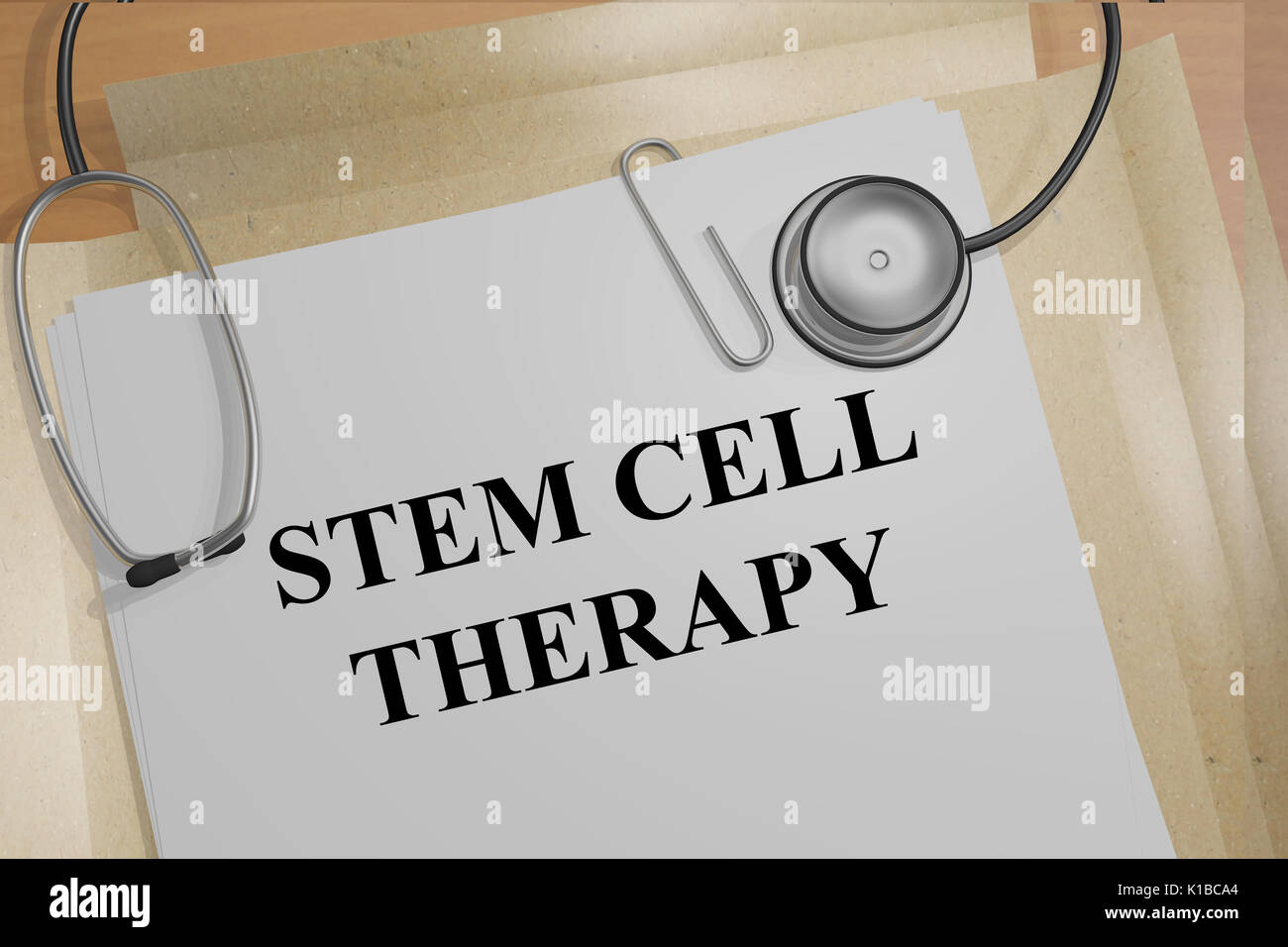 3D illustration of STEM CELL THERAPY title on medical documents. Medicial concept. Stock Photo