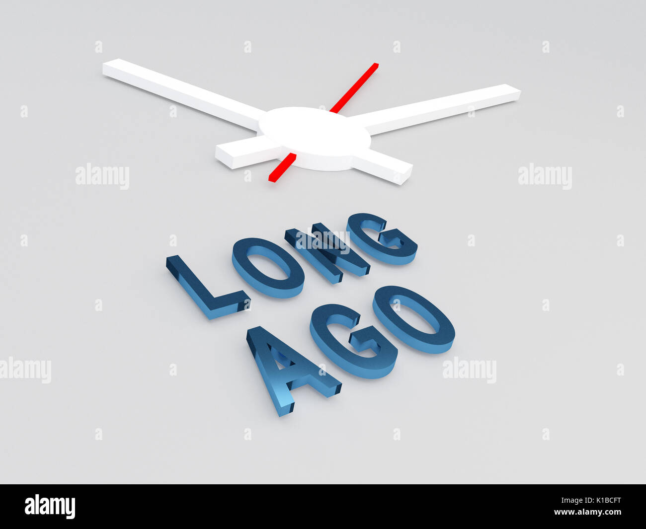3D illustration of "LONG AGO" title with a clock as a background. Time concept Stock Photo Alamy