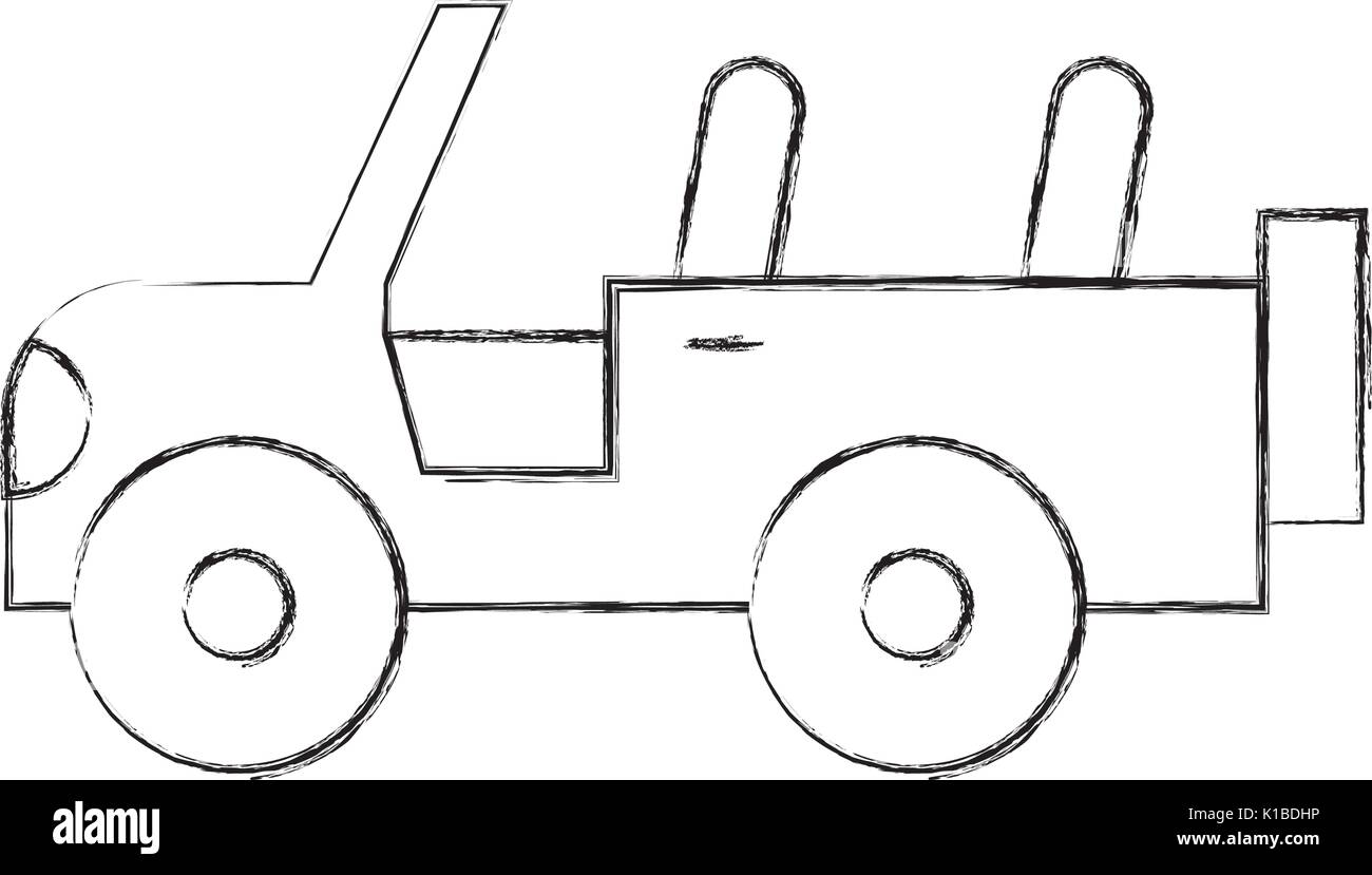 Single line drawing of tough 4x4 speed jeep Vector Image