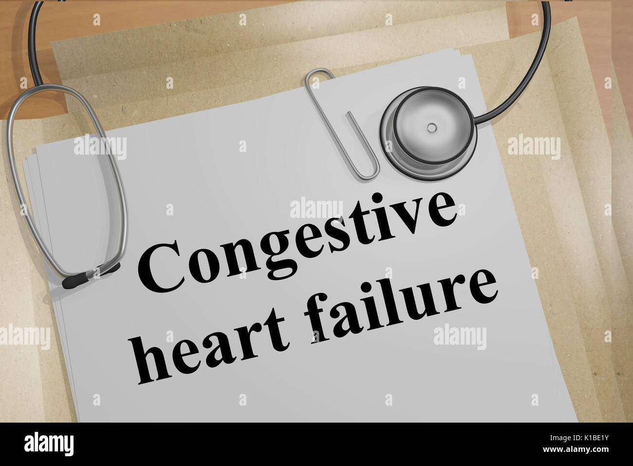 Render illustration of Congestive heart failure title on Medical Documents Stock Photo