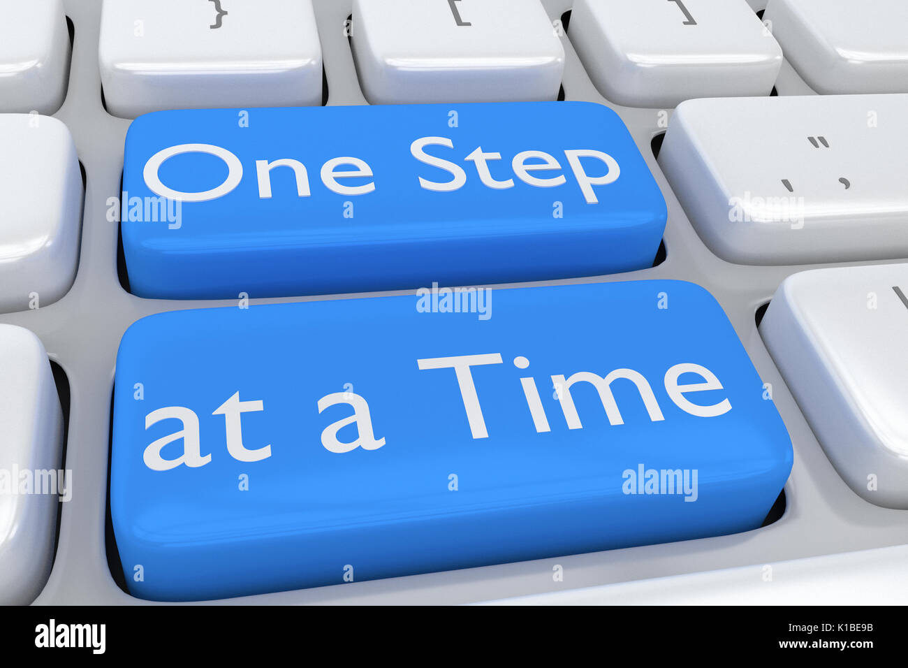 Render illustration of computer keyboard with the print One Step at a ...
