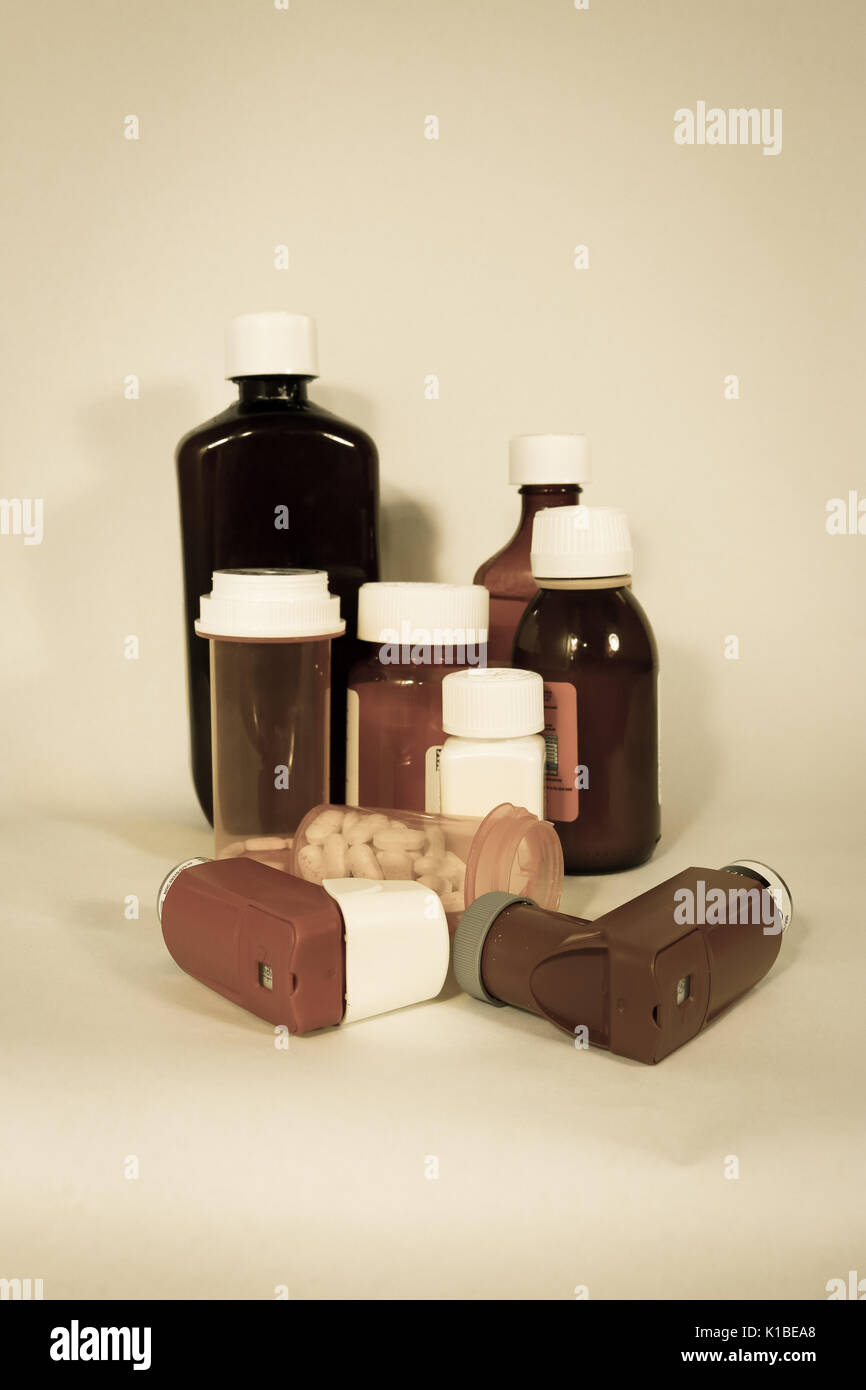 Still life of various prescription drugs Stock Photo