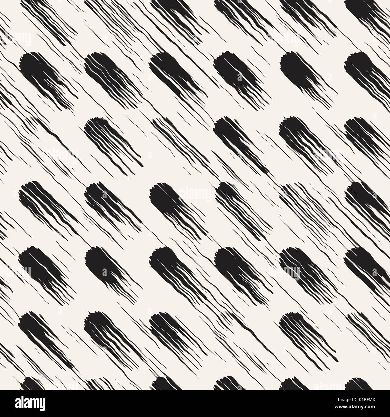 Vector seamless pattern with brush stripes and strokes. Black and white ...