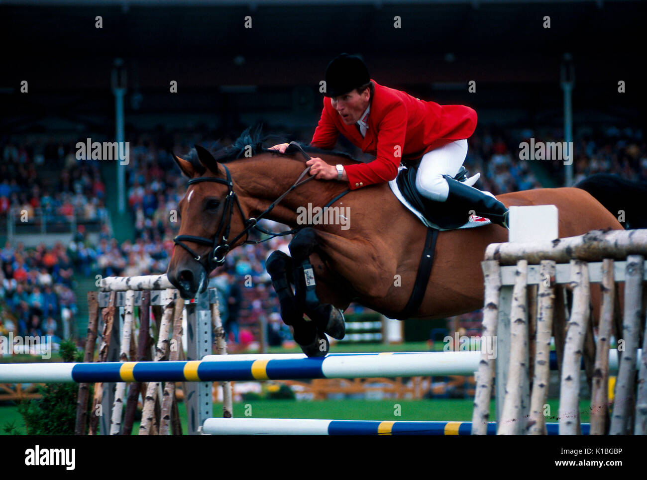 CHIO Aachen June 1997, Ludger Beerbaum (GER) riding Sprehe Ratina Z Stock Photo
