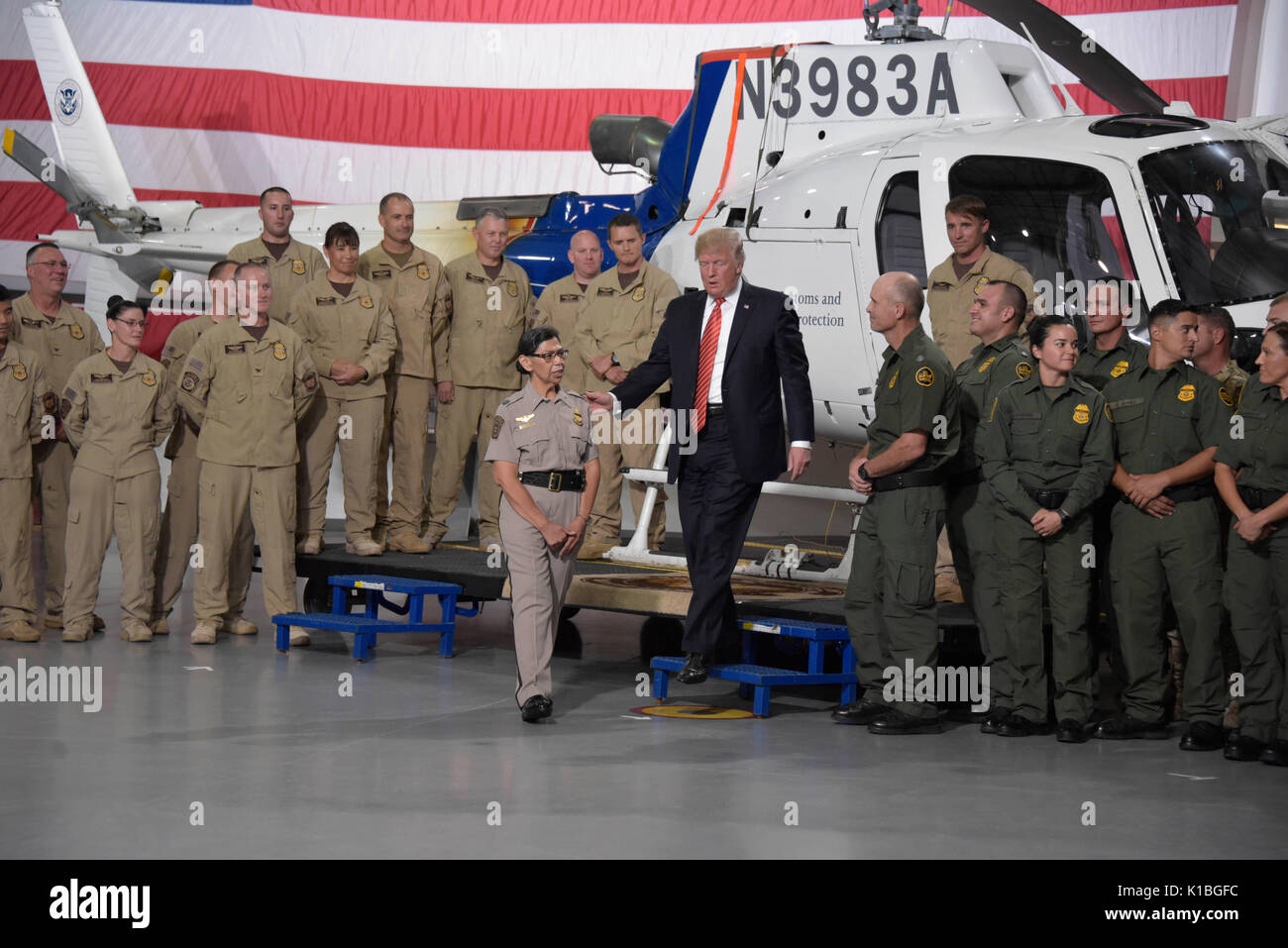 U.S. President Donald Trump tours a U.S. Customs and Border Protection
