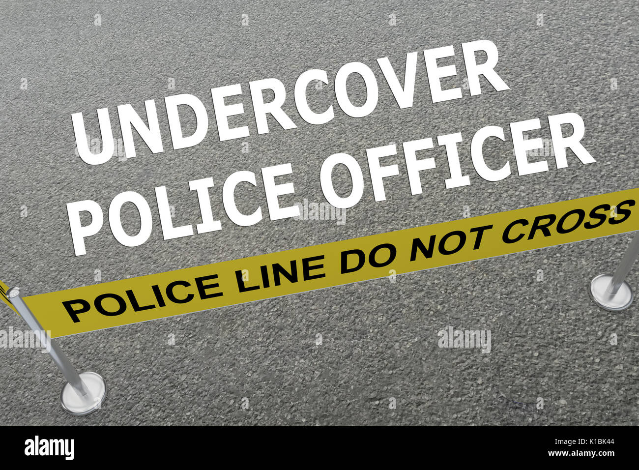 3D illustration of UNDERCOVER POLICE OFFICER title on the ground in a police arena. Police concept Stock Photo