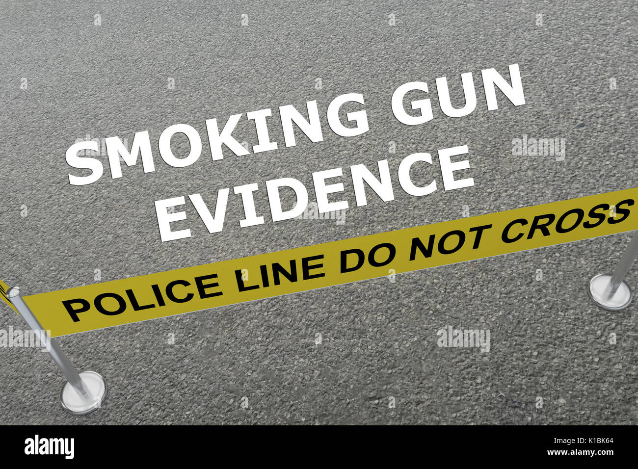 Render illustration of SMOKING GUN EVIDENCE script on the ground in a