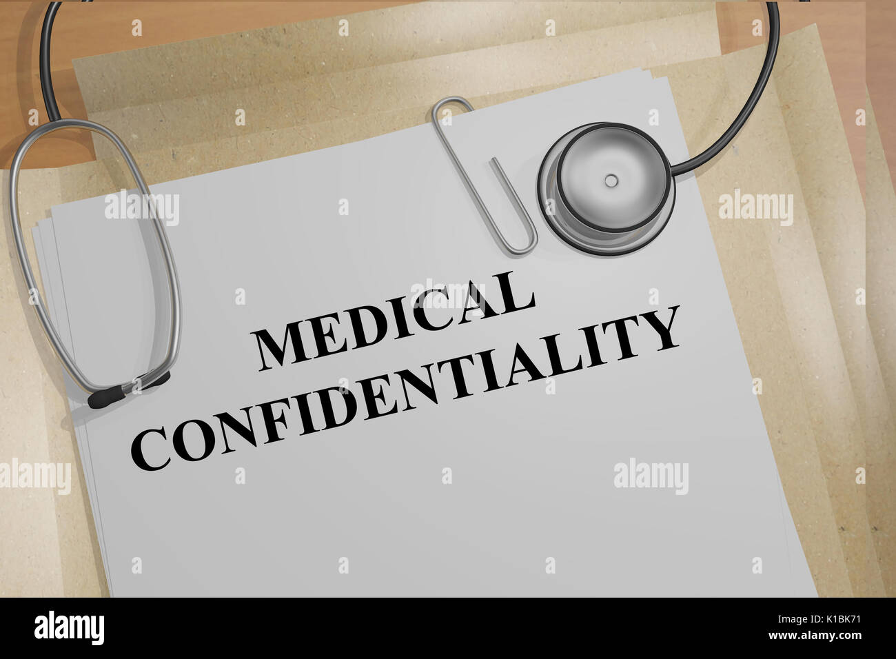 Render illustration of MEDICAL CONFIDENTIALITY title on medical