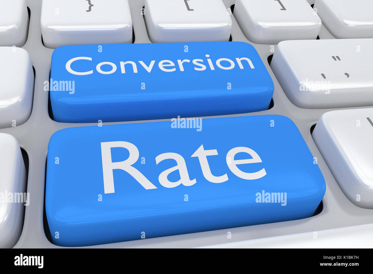 Render illustration of computer keyboard with the print Conversion Rate