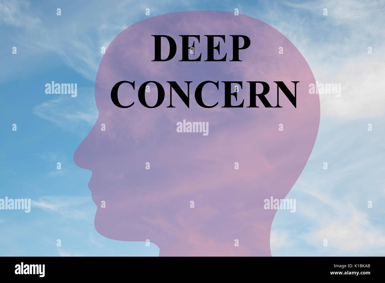 Render illustration of Deep Concern title on head silhouette, with