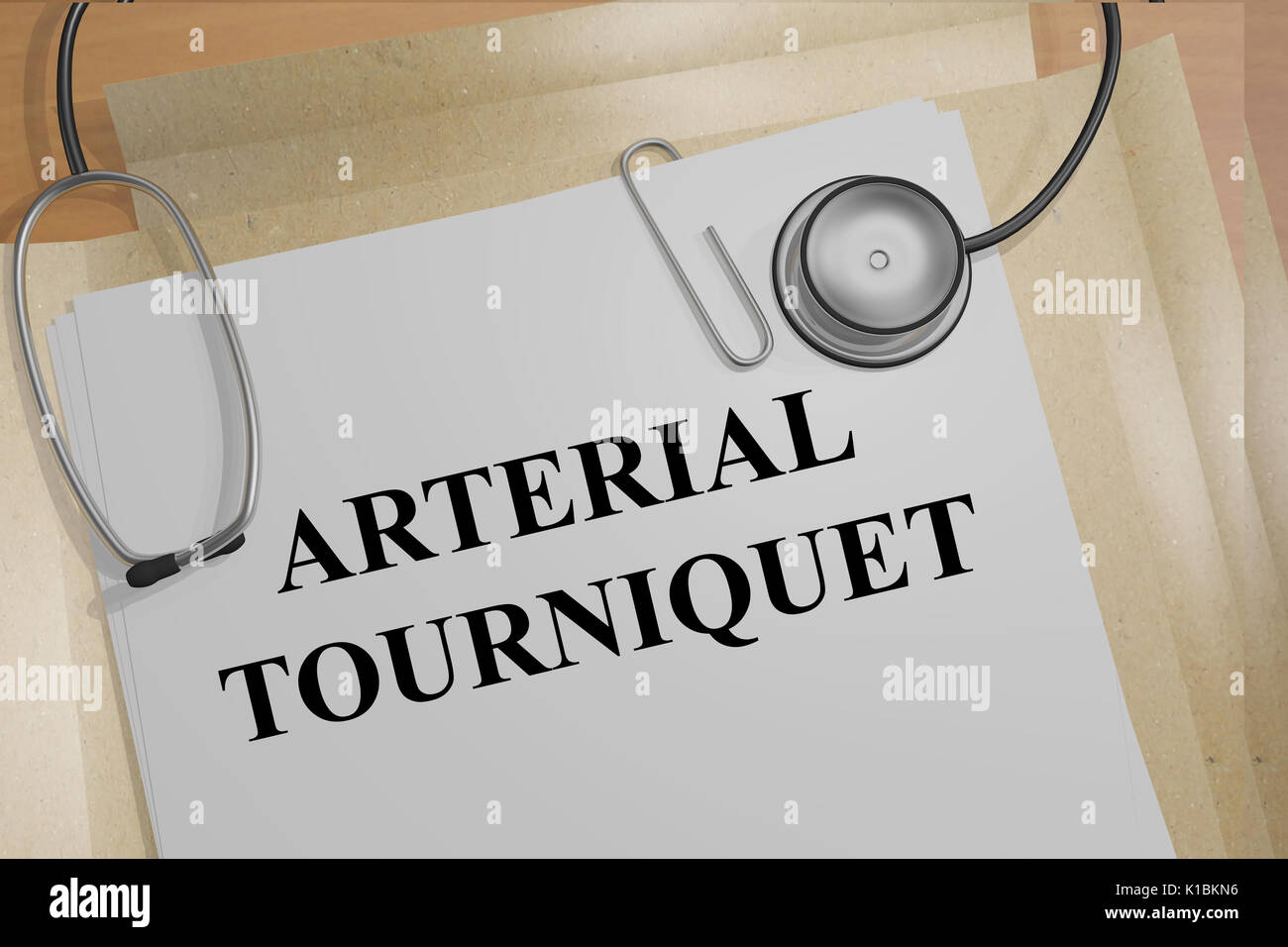 Render illustration of Arterial Tourniquet title on medical documents