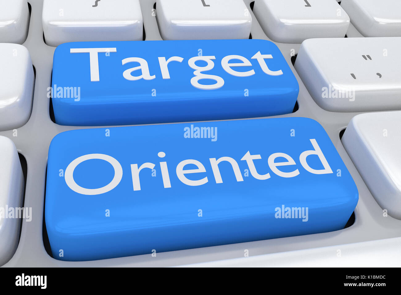 Render illustration of computer keyboard with the print Target Oriented