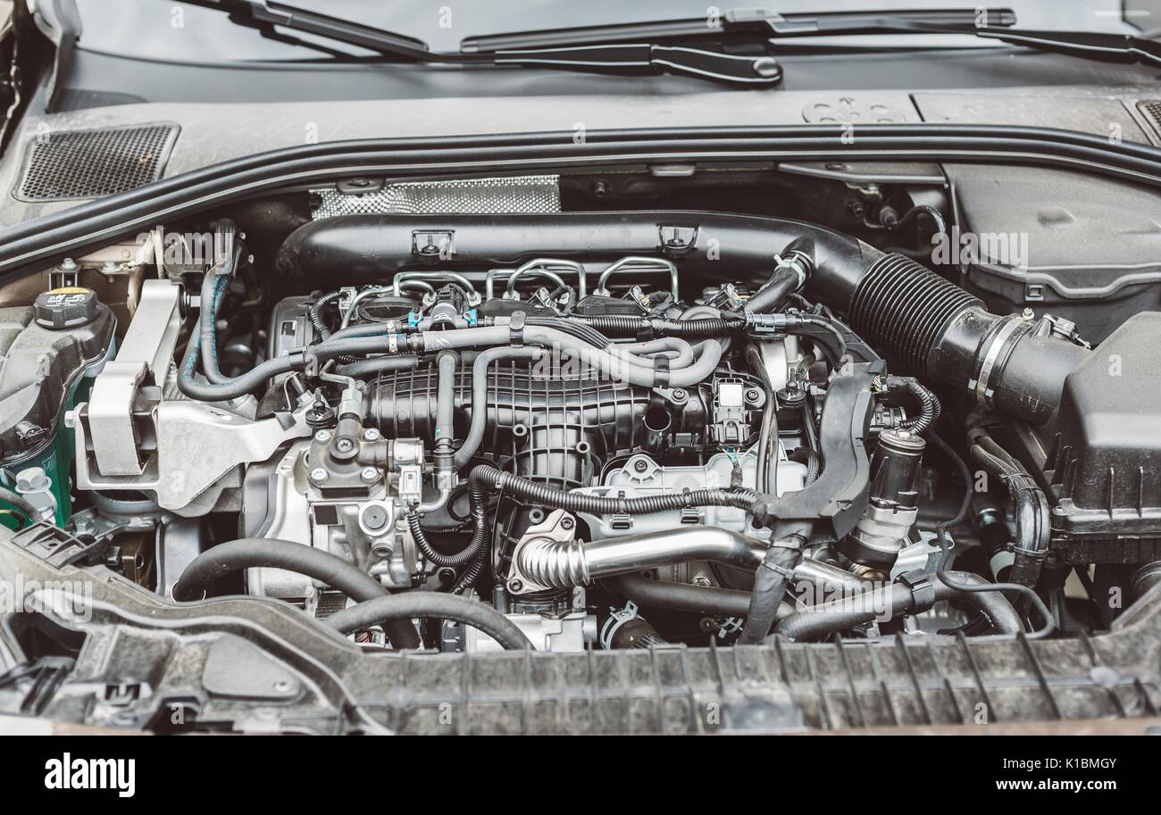 Modern turbocharged diesel engine. Car maintenance Stock Photo Alamy