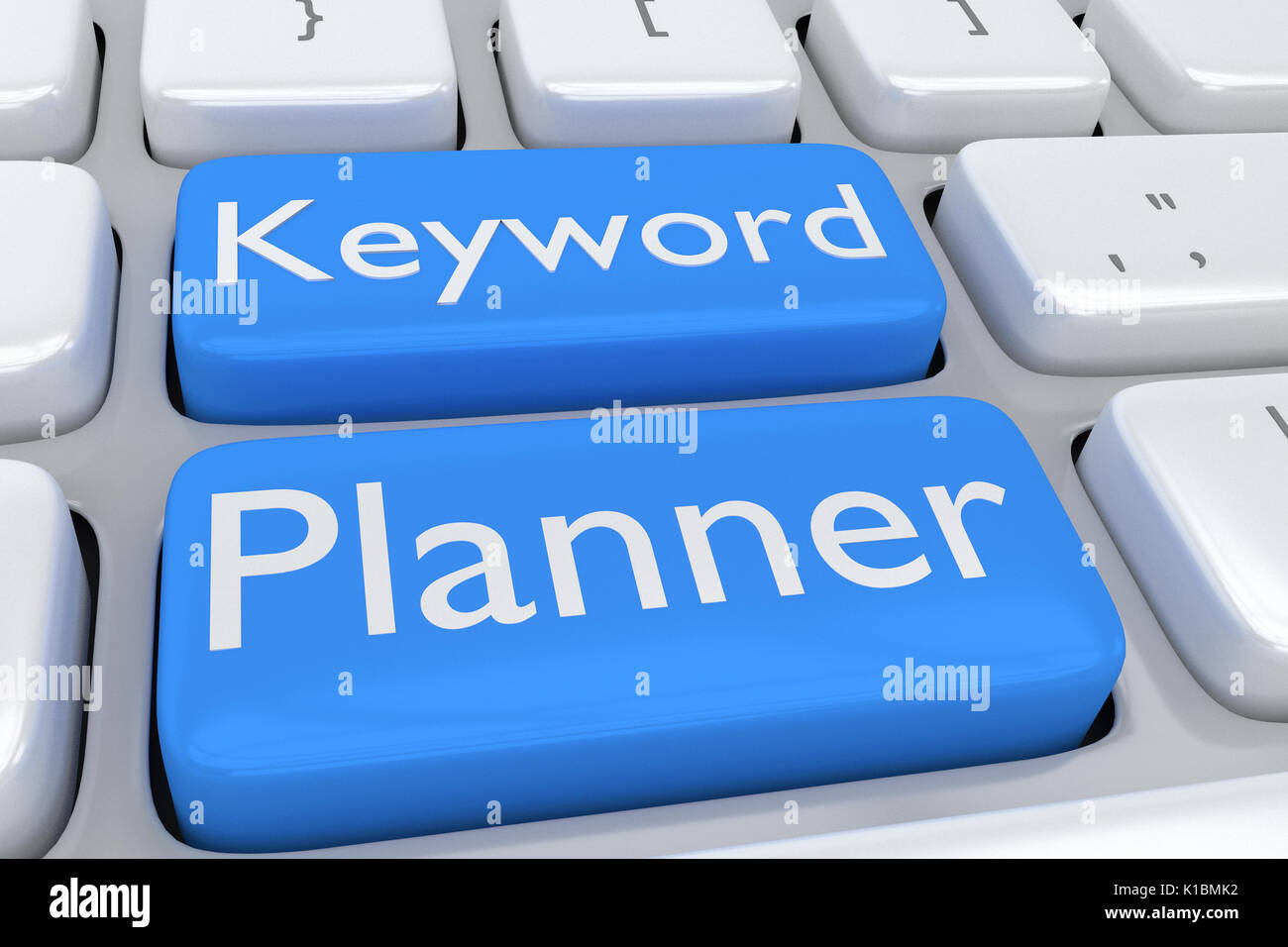 Render illustration of computer keyboard with the print Keyword Planner