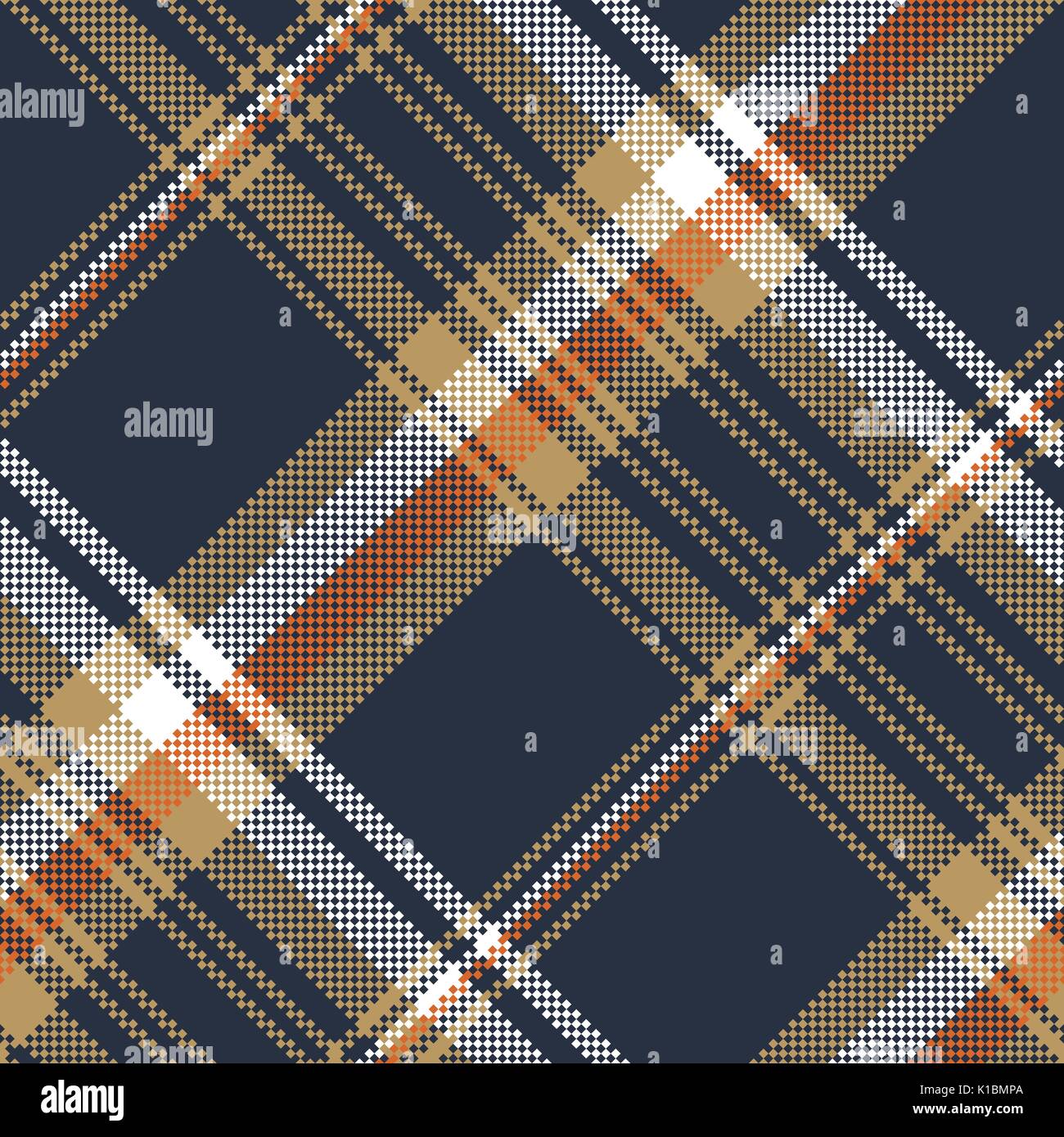 Blue check pixel fabric texture seamless pattern. Vector illustration ...