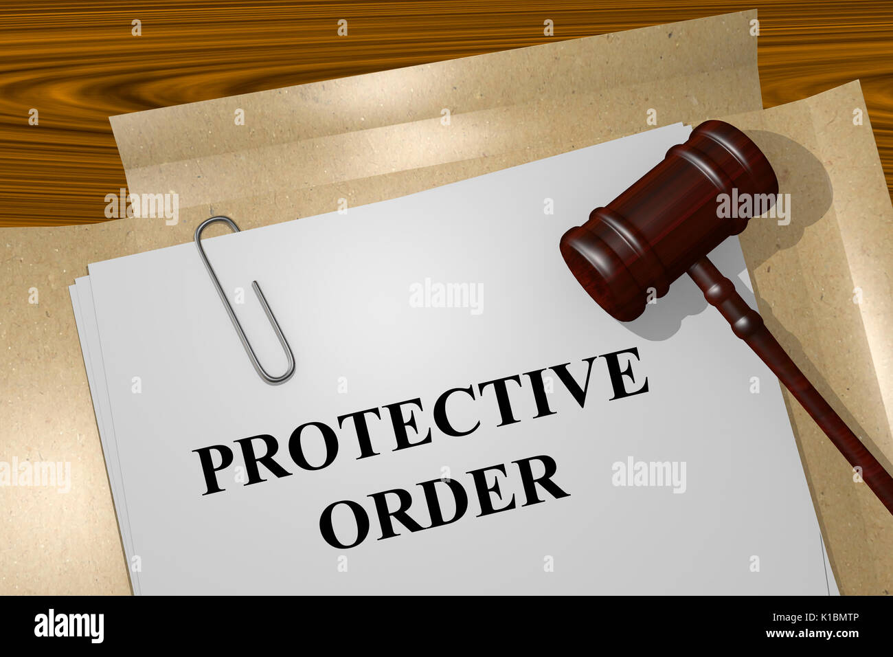 Render illustration of Protective Order title on Legal Documents Stock ...