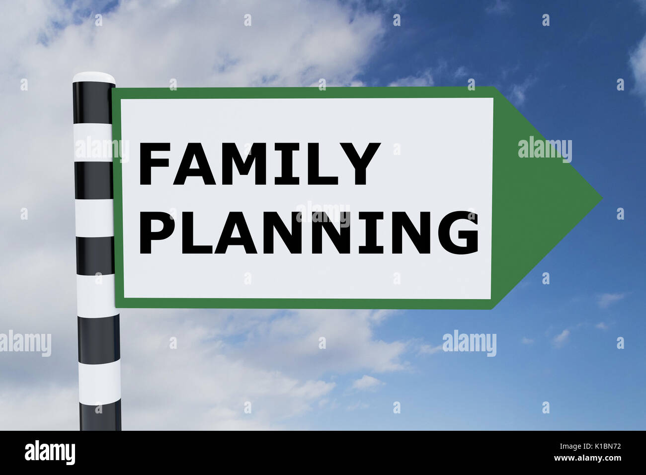 Render illustration of Family Planning Title on road sign Stock Photo