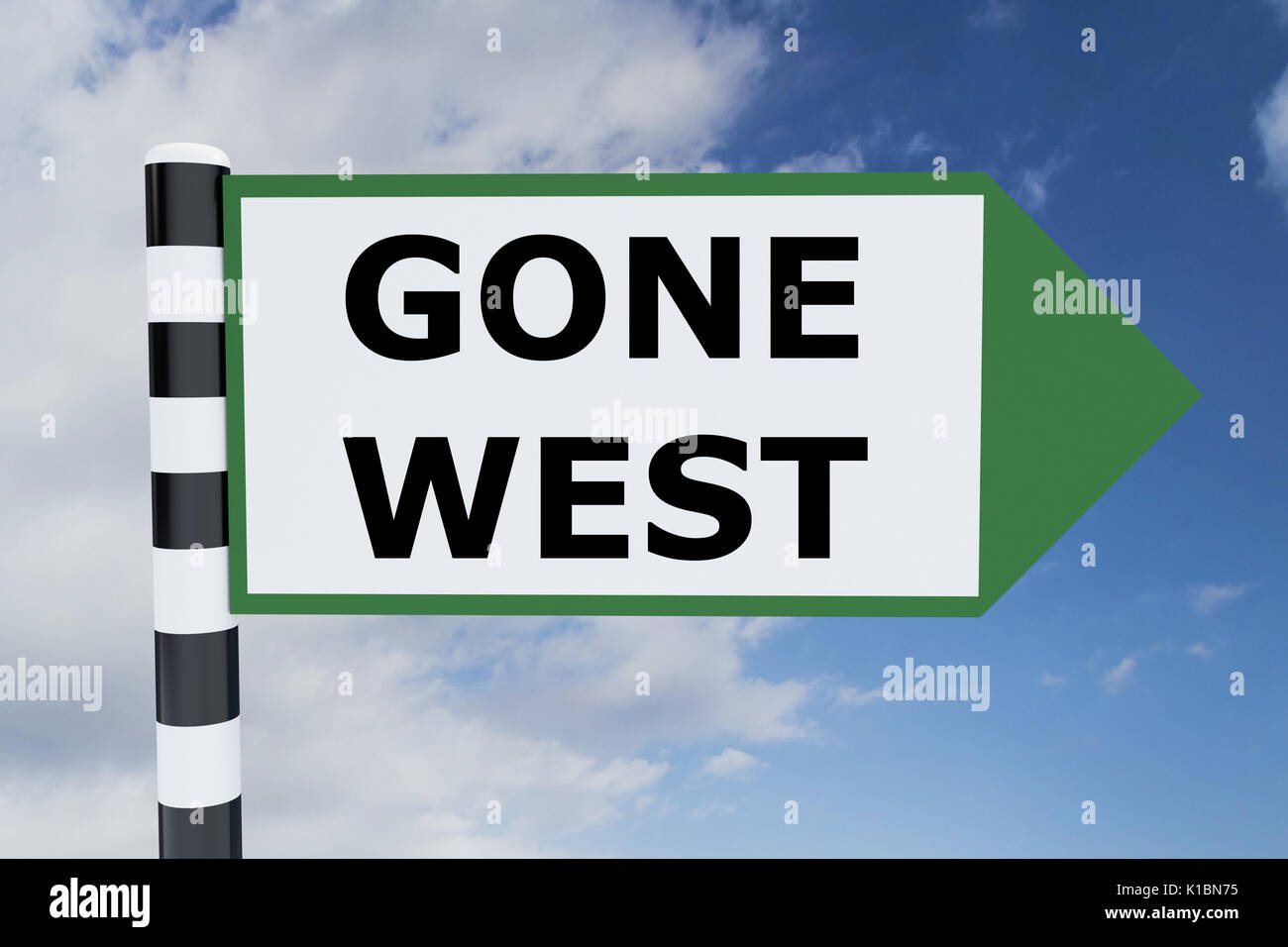 Render illustration of Gone West Title on road sign Stock Photo Alamy