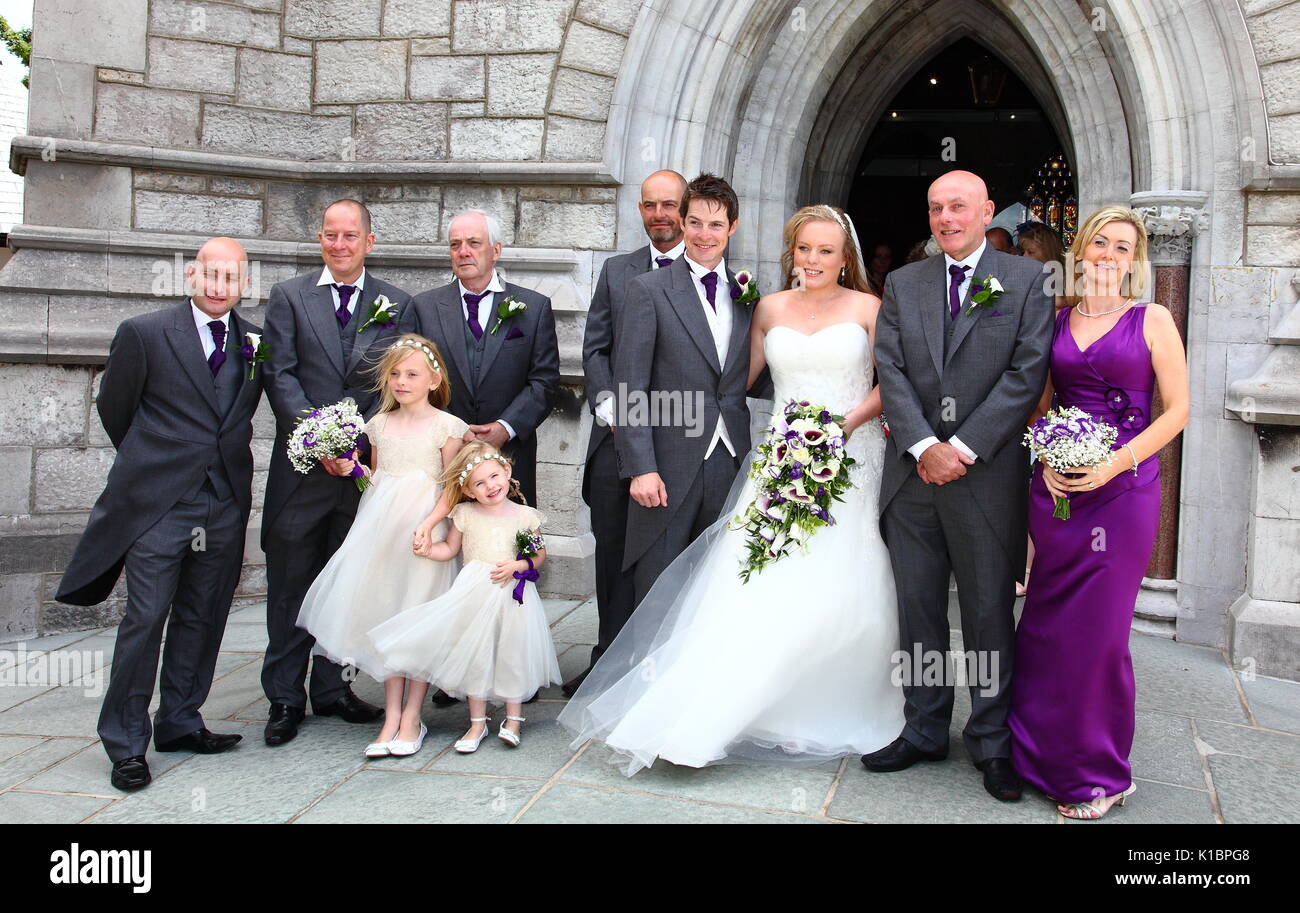 Wedding photographs, couples getting married and celebrating with their family and friends. Stock Photo