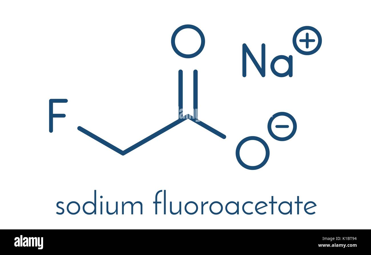 Sodium fluoroacetate pesticide (1080), chemical structure. Skeletal formula. Stock Vector