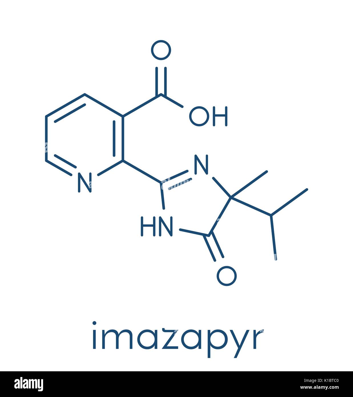 Imazapyr herbicide molecule. Skeletal formula. Stock Vector