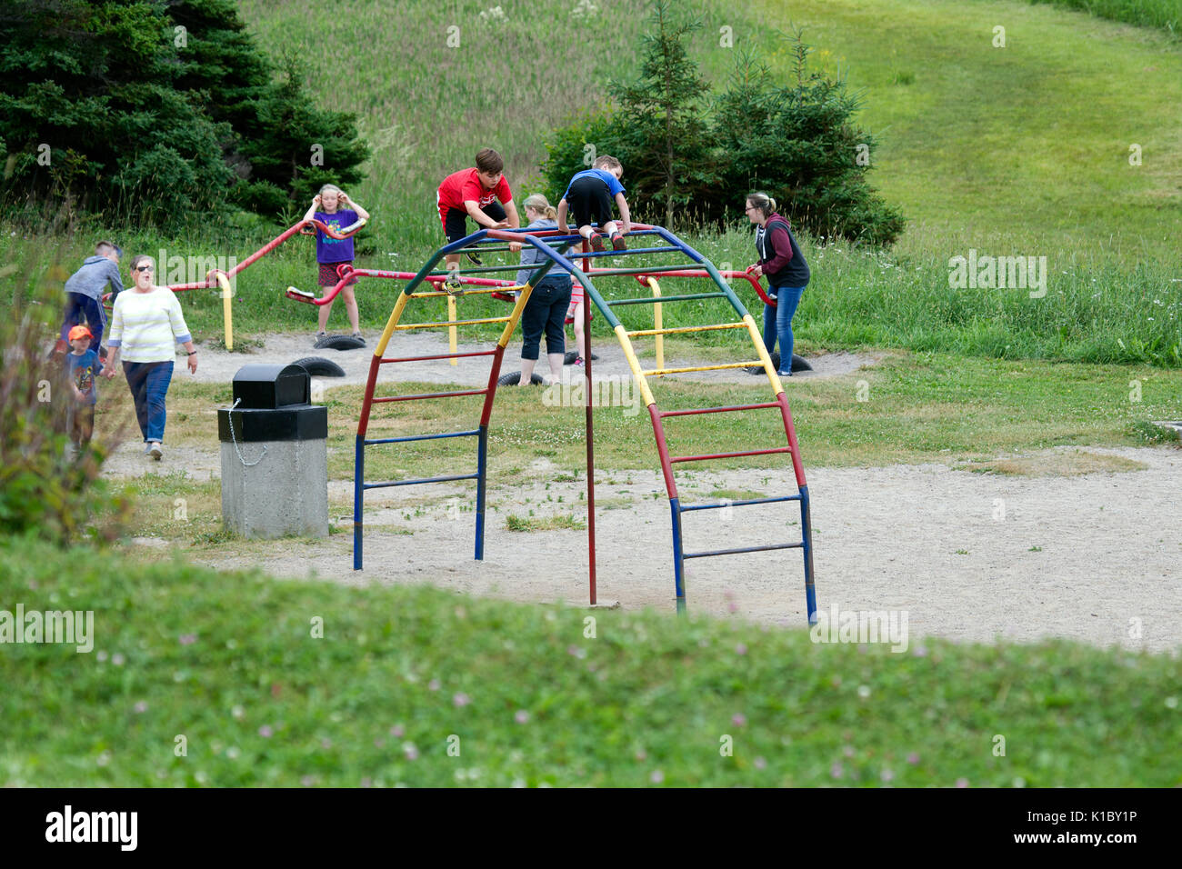 Children Climbing on Playground Structure Stock Photo Alamy