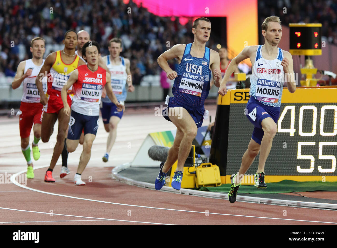 Michael BRANNIGAN of the USA in the Men's 800 m T20 Final at the World Para Championships in London 2017 Stock Photo