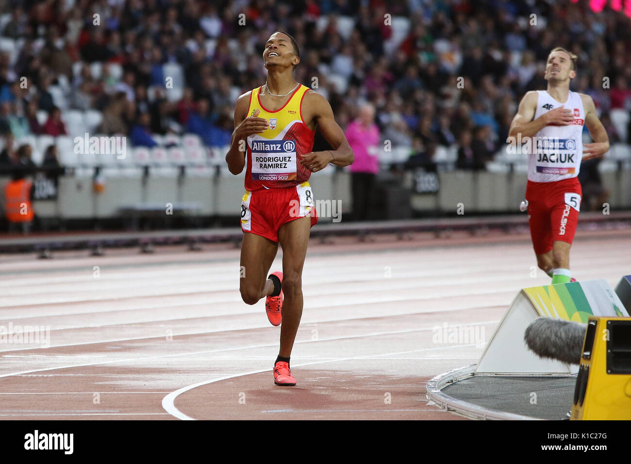 Deliber RODRIGUEZ RAMIREZ of Spain in the Men's 800 m T20 Final at the World Para Championships in London 2017 Stock Photo