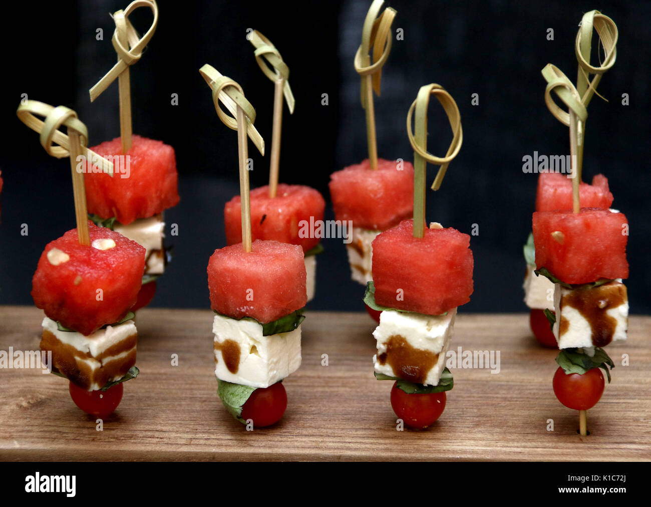 Watermelon Feta Salad Hors d’oeuvres Stock Photo