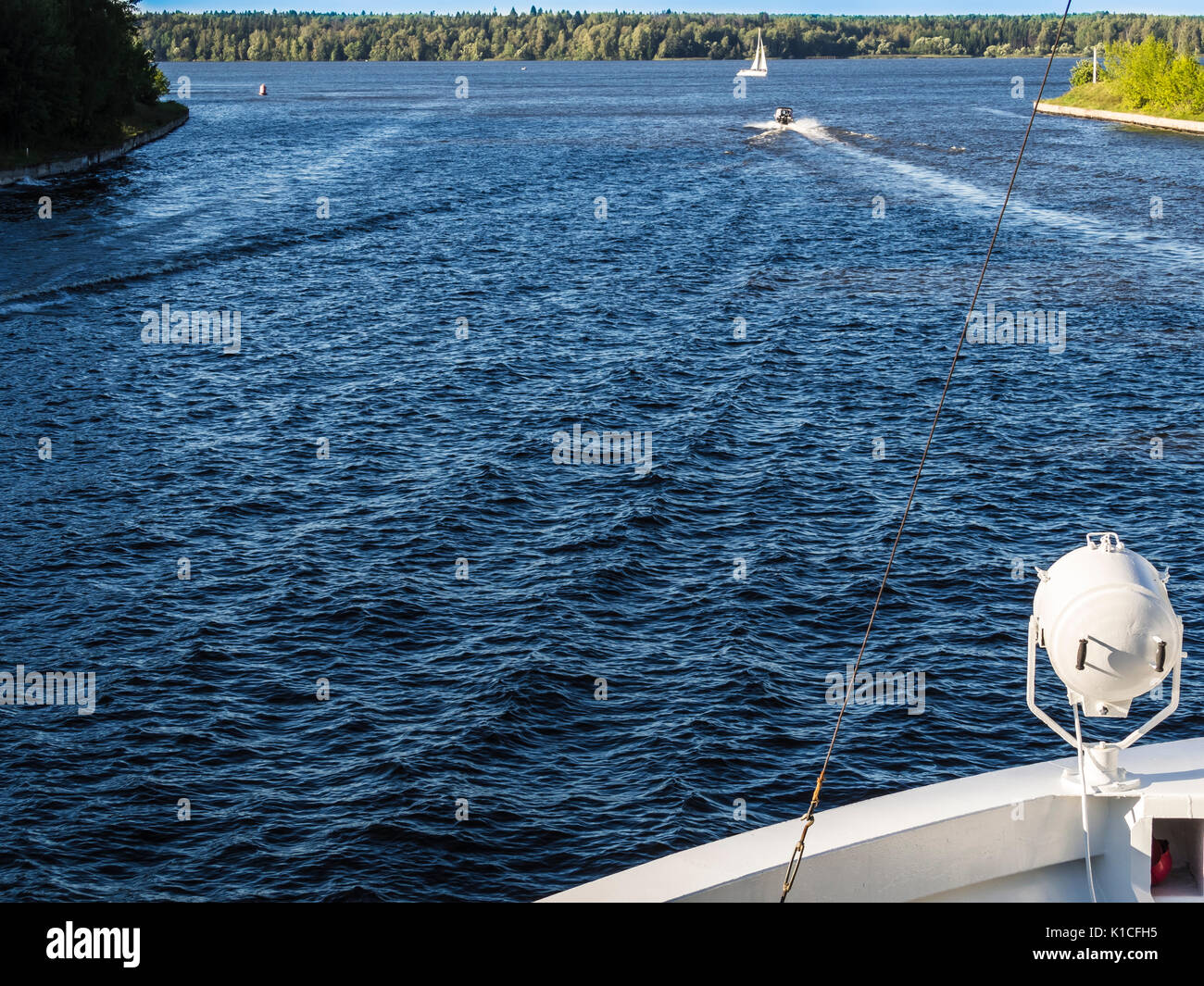 volga-baltic waterway russia from viking cruise ship Akun Stock Photo