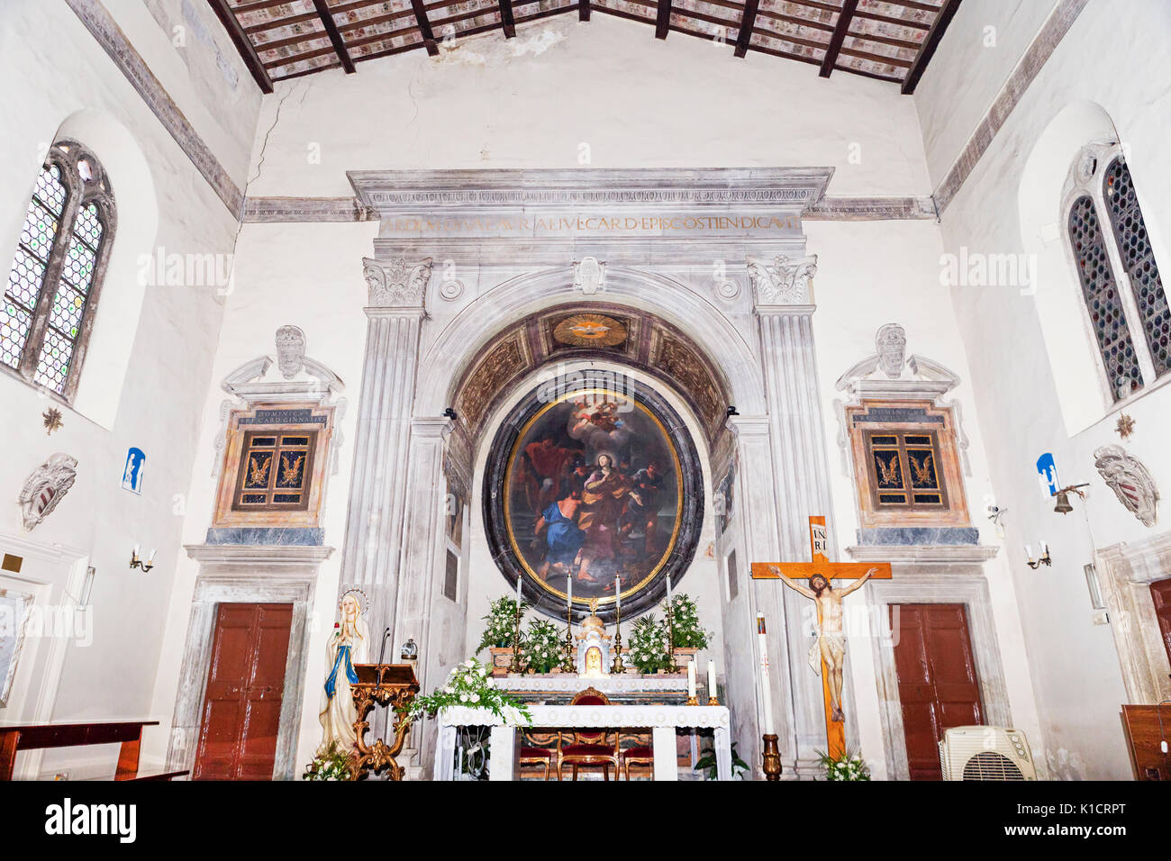 Ostia Antica, Italy July 25, 2017 Internal view of medieval Basilica