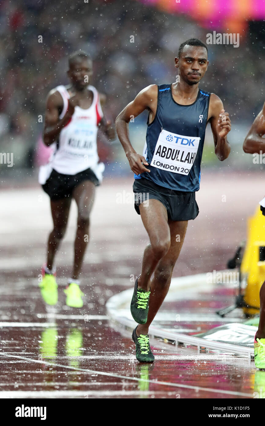 Kadar Omar ABDULLAHI (Athlete Refugee Team) competing in the Men's 5000m Heat 1 at the 2017, IAAF World Championships, Queen Elizabeth Olympic Park, Stratford, London, UK. Stock Photo