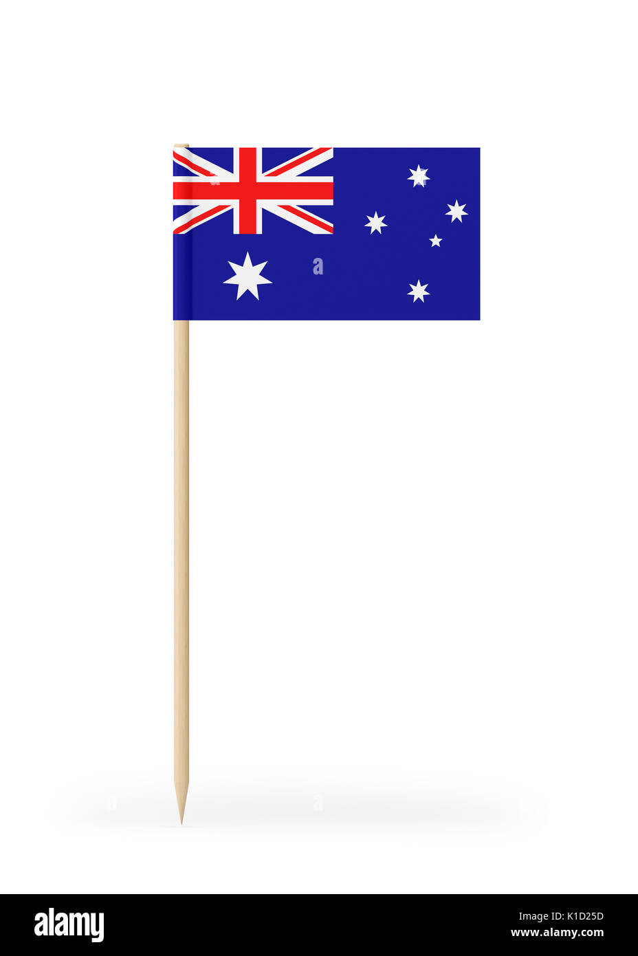 Small Australian flag on a toothpick. The flag has nicely detailed ...