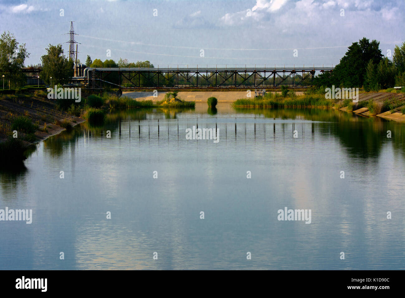 Pond chiller of the Chernobyl nuclear power plant. Dead radioactive zone. Consequences of the Chernobyl nuclear disaster, August 2017 Stock Photo