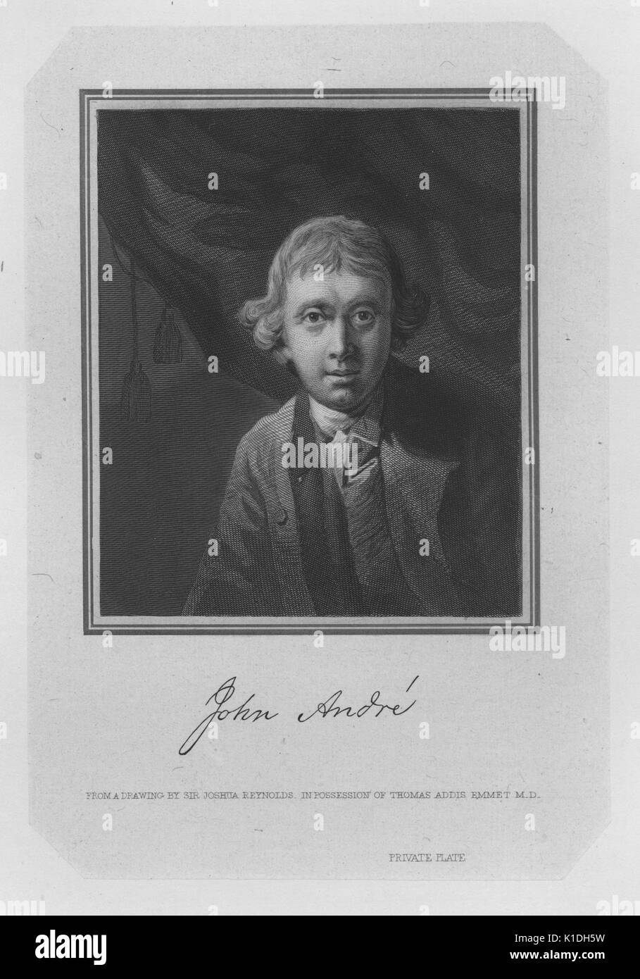 John Andre, British officer hanged during the Revolutionary War for assisting Benedict Arnold, 1900. From the New York Public Library. Stock Photo