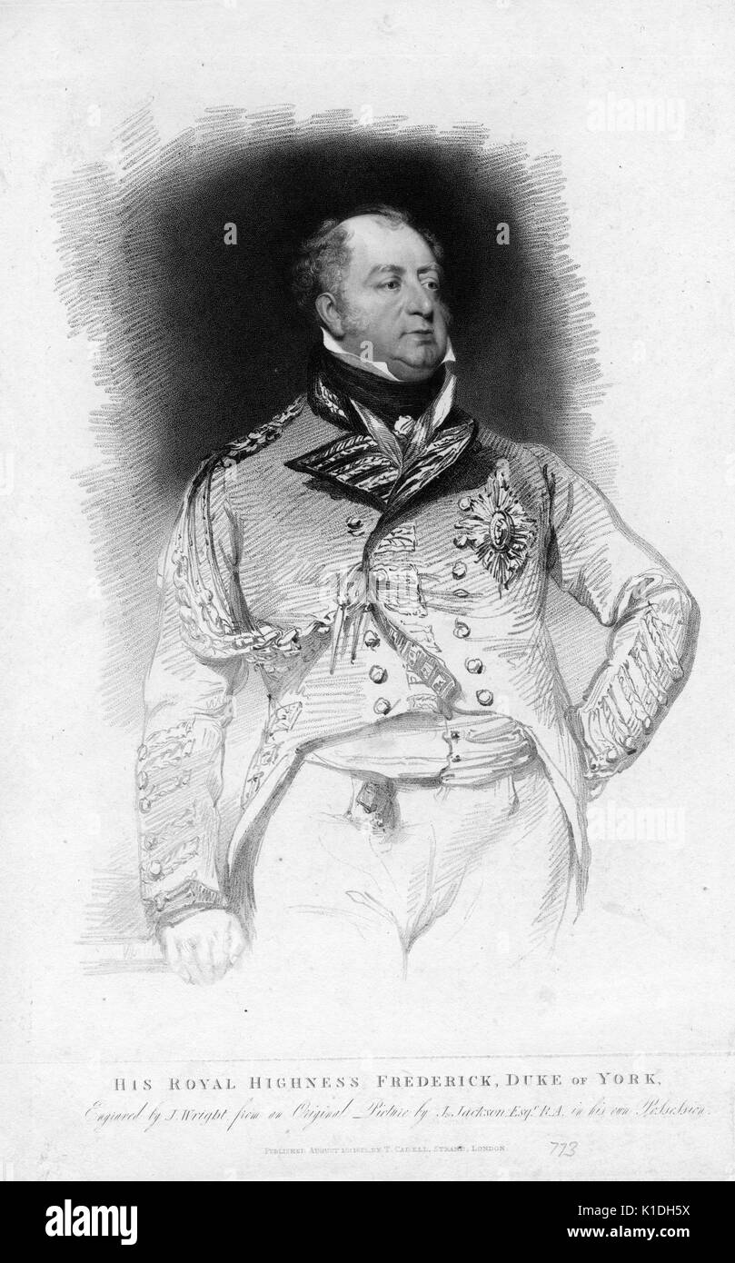 His Royal Highness Prince Frederick, Duke of York, portrait, 1812. From